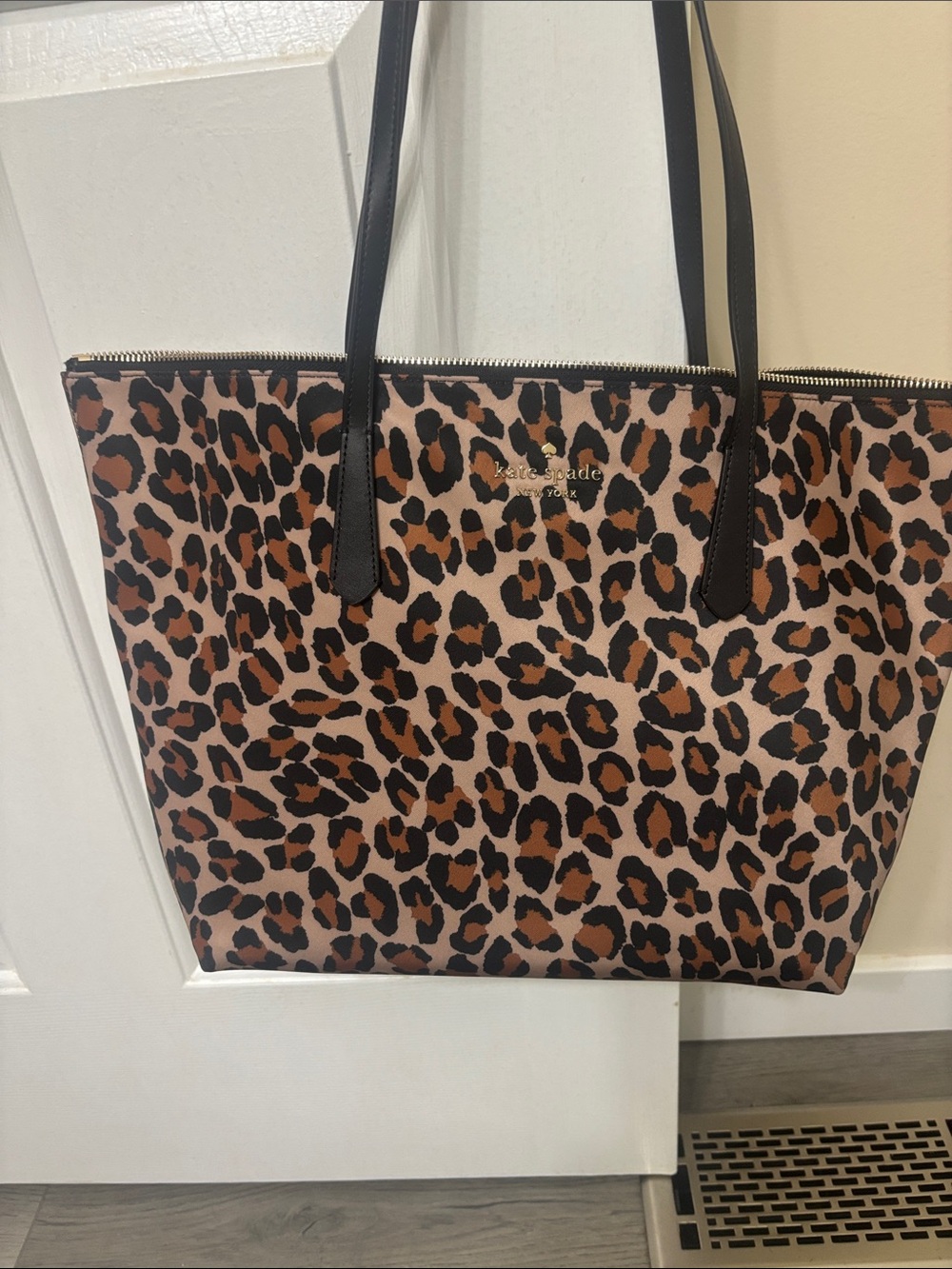kate spade Leopard Print Tote Bag in Brown and Black nylon